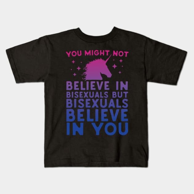 Bisexual Unicorns Believe In You Kids T-Shirt by Eugenex